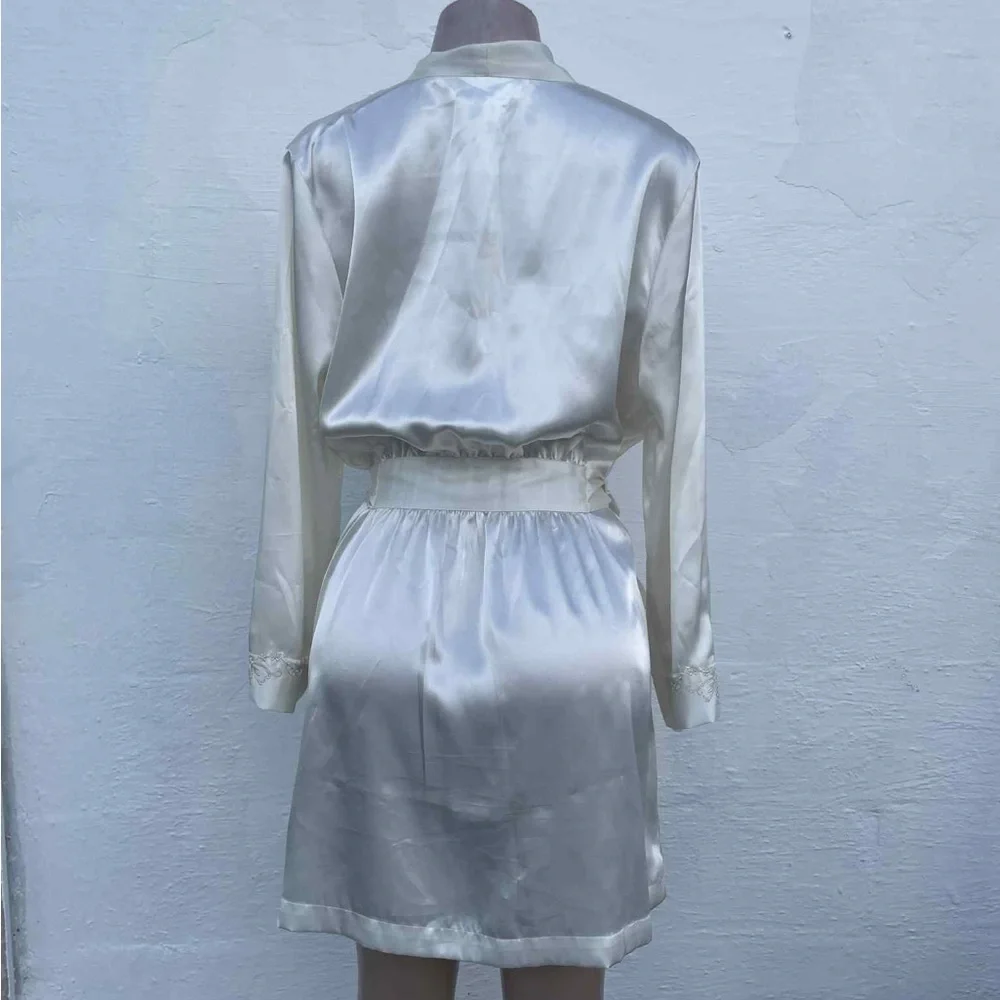 Morgan Taylor Cream Satin Robe